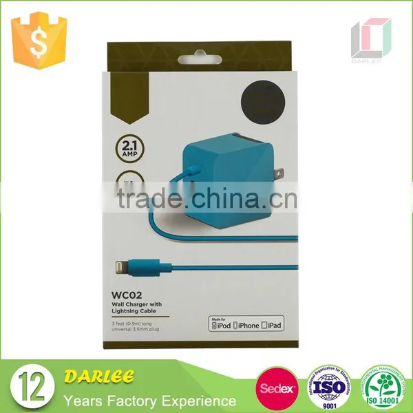 Factory Price Embossing uv Custom Logo Printed Mobile Phone Charger Packaging Design