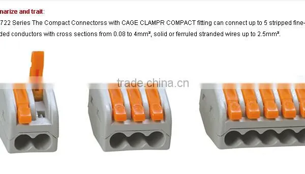Wago 222 Series Quick Connect Compact Connector Terminal Blocks 2 Ways 3 Ways 5 Ways Pluggable Cable Terminals photo-5