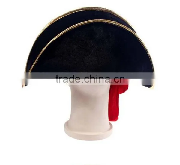 Cheap Promotional Adult Flocking Pirate Hat With Red Band photo-2