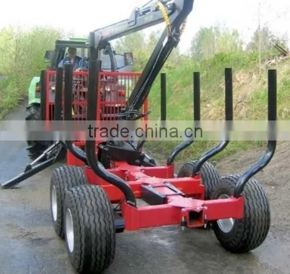 Forest Equipment Tractor PTO Hydraulic Timber Loading Traile Log Trailer , Wood Trailer, Log Wagon With Crane Grapple photo-6