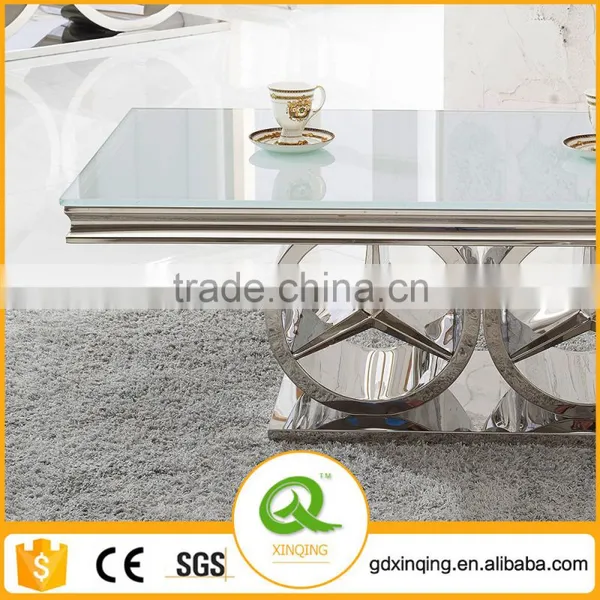 TH413 Stainless Steel Tempered Glass Dining Table Design photo-3