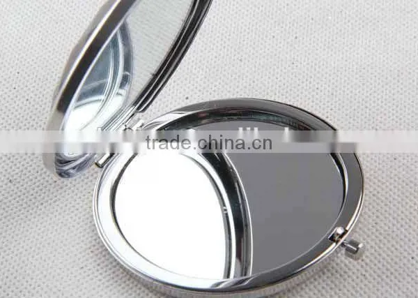 Flip Type Metal Gemstone Shaped Round Mirror With Snap Hook/mirror photo-5
