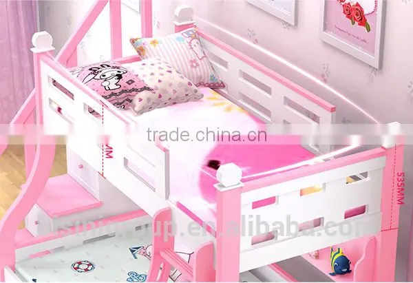 Color Life Mini Children Kid Bed Furniture Wooden Bunk Bed Set for Twins Bedroom Room photo-6