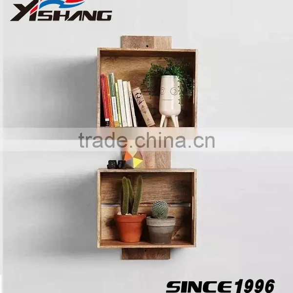 Factory Custom 2 Tiers Rustic Home Shelves/Wall Shelf Wood