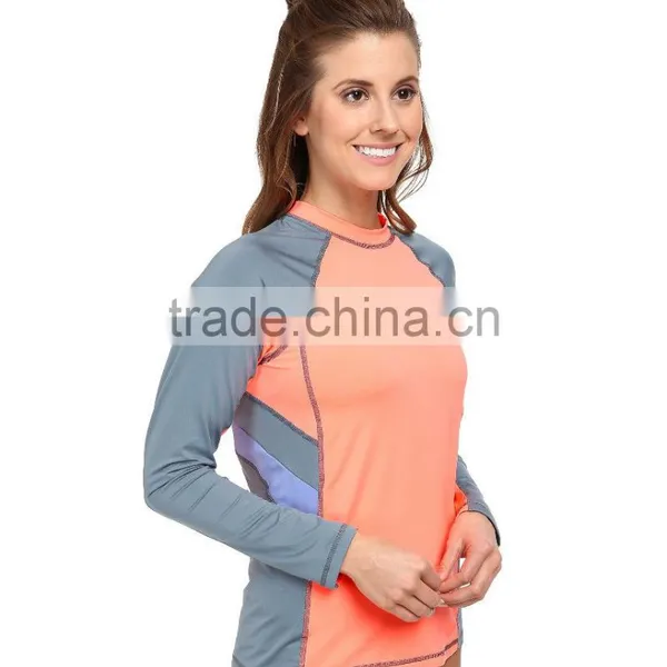 Swimwear Sexy Wholesale Color Block Surf Rashguard Tee Long Raglan Sleeves Private Label Bulk Swimwear Manufacturer photo-3