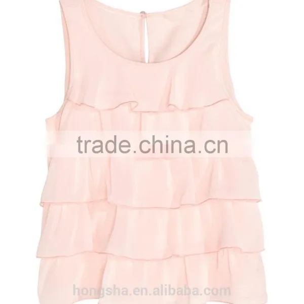 2016 Children Little Girls Flowy Tiered Sleeveless Top HST8035 photo-2