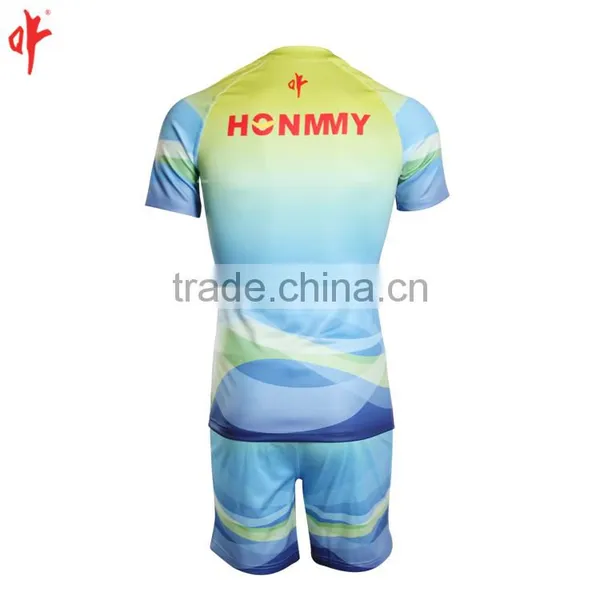 Full Sublimation Uniforms,Rugby t Shirt,Plain Sky Blue Jersey Football TOPS photo-5