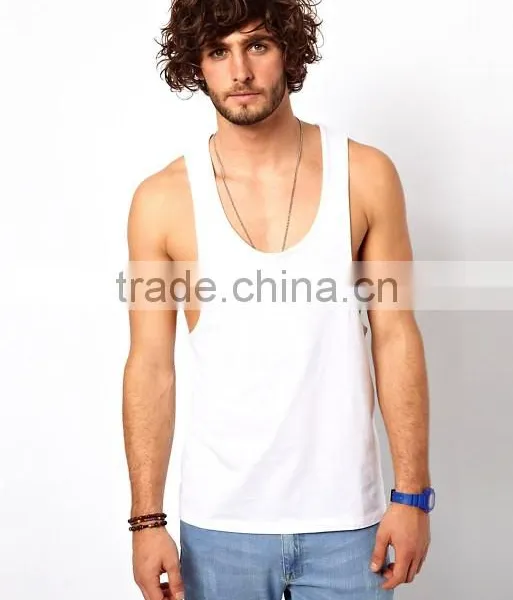 2017 Cheap High Quality New Design Summer Custom White Color Gym Wear Comfortable 100% Cotton Men's Sport Tank Tops In Bulk photo-4