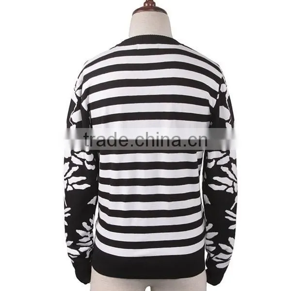Jacquard Allover Flower Patterns Crew Neck Men Pullover Sweater photo-2
