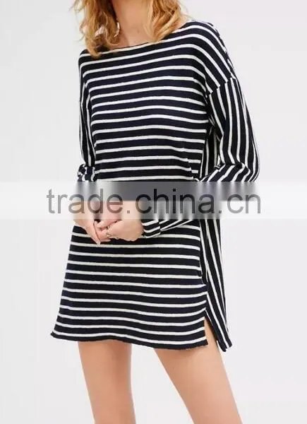 Runwaylover EY2370B Long Style 2017 Ladies Fashion Stripe Loose Blouse photo-2