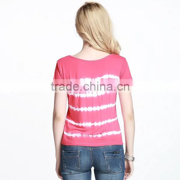 Ladies Pink Tie-dyed Tee Shirts in Bulk photo-2
