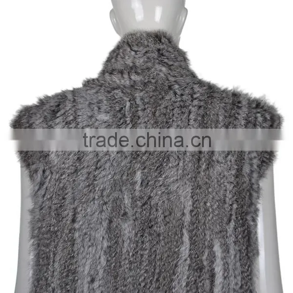 YR671 Genuine Quality Women Gilet Rabbit Fur Long Vest photo-3