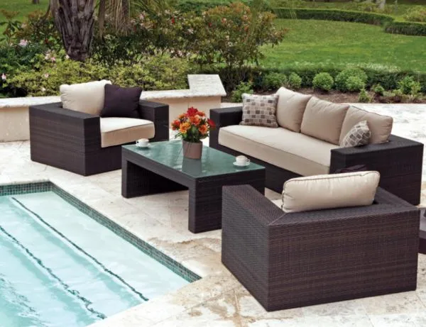 Teak Wood Outdoor Lounge Furniture Wicker Rattan Decorative Hotel