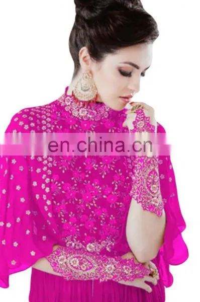 Party Wear Anarkali Suits With Flairs And Fluffy Sleeves 2017 (Semi-Stitched) photo-2