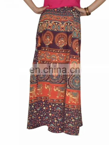 Indian Wrap Around Skirt Printed Wraparound Hippie Boho Gypsy Mandala Cotton Wrap Around Skirt Dress Hippie Boho Women Skirt photo-3