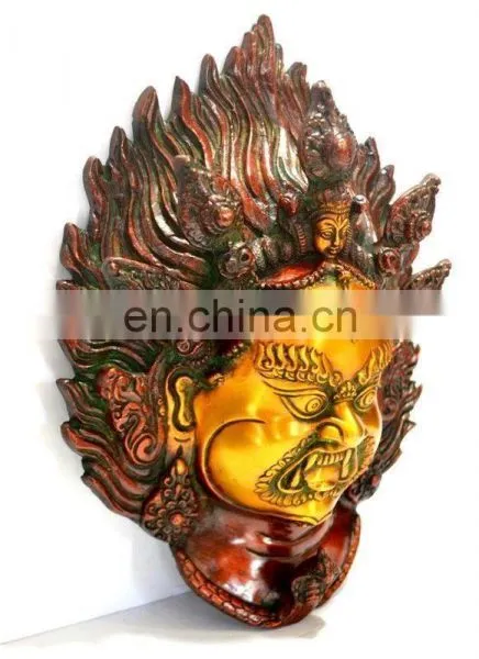 Statue Mahakala Buddha Tibet Buddhism Tibetan Vajrapani Old Wall Hanging Mask Home Vintage Art Ethnic Decorative Wholesale photo-3