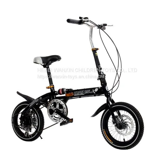 Black 12/14/16/18 Inch Folding Bike Mountain Bike for 6-15 Years Old Children