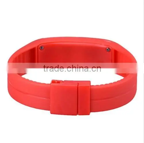 Red Fashion Silicone LED Sports Bracelet Waterproof Digital Wrist Watch Women photo-2