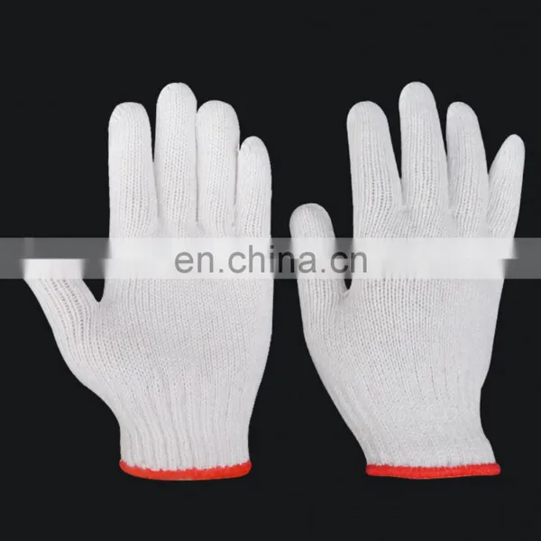 Custom Logo Industrial Grip Knit Durable Safety Labour Protection Working White Cotton Gloves For Gardening photo-5
