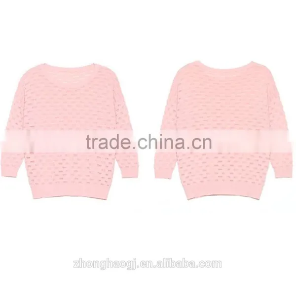 New Arrival Korean Summer Hollow Hedging Pullover Sweater Breathable Shirt With Slimming Lookings photo-4