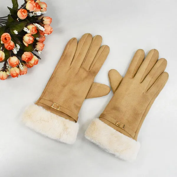 Wholesale Women Winter Gloves High Quality Cute Velvet With Faux Fur Cuffs Fashion Warm Gloves