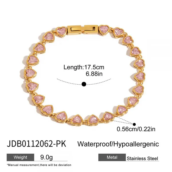 Luxury Stainless Steel Tennis Bracelet Green Zircon Gold Plated Waterproof Hypoallergenic Women Jewelry