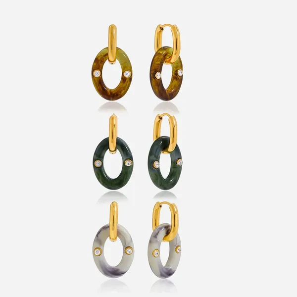 18K Gold Plated Waterproof Stainless Steel Heart Earrings Fashion Jewelry Set photo-3