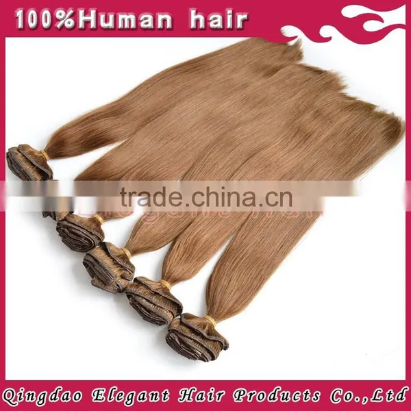 2015 Factory Price Hot Sale!!! Full Head Full Cuticle Double Weft Clip in Human Hair Extensions photo-6