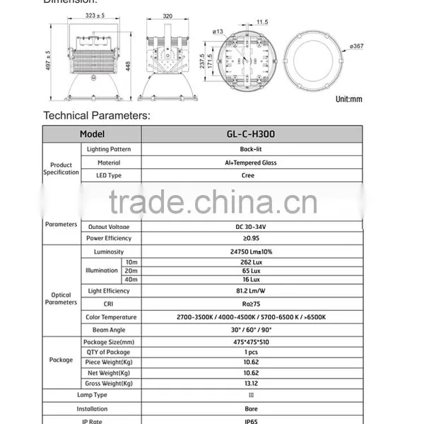 Gielight ul Tuv Saa Approved 300w Led Highbay Light photo-6