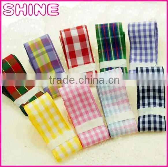 Welcome Ribbon OEM ODM Pack for Hot Sale Classic 2.5cm Wide England Grid Ribbon Fbric for DIY Butterfly Accessories