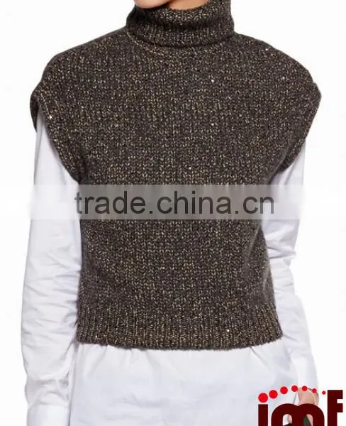 Women Cashmere Turtle Neck Short Sleeve Sweater photo-2