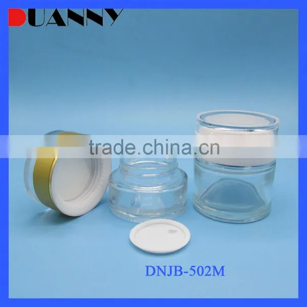 Wholesale Glass Jars Lids ,Wholesale Cosmetic Glass Jar Clear 50G With Plated-Colored Cap photo-3