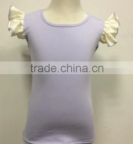Hot Selling Girls Blank Ruffle Sleeve t Shirt photo-3