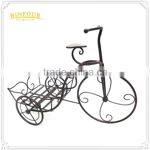Garden Bicycle Flower Pot Planter Basket Sculpture Iron Metal Flower Stand photo-3