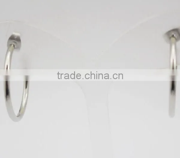 Simple Small Shiny Silver Color Open Circle Stud Earrings photo-2