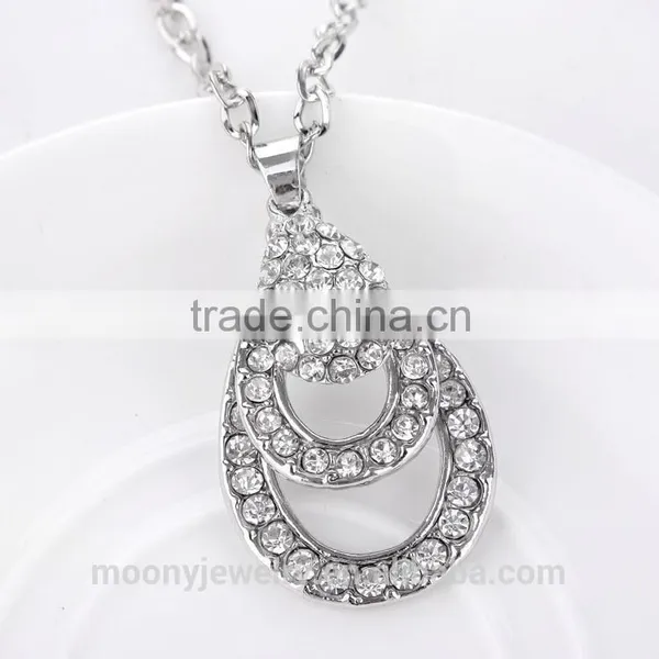 2015 Fashion Amazing Crystal Necklace Hollow Water Droplet Style Necklace Chain