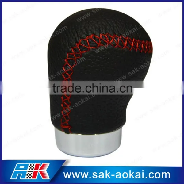 Manual Leather Car Gear Knob Red Stitching Universal photo-6