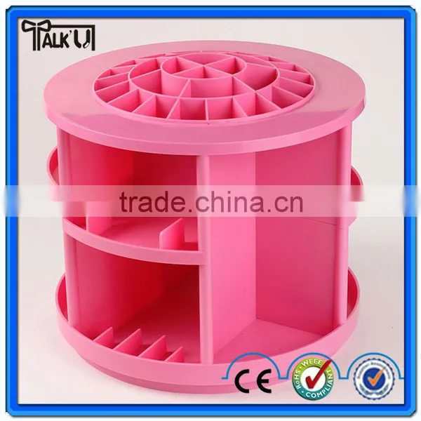 Hot Sell Pink Rotating Acrylic Cosmetic Organizer, Custom Plastic Storage Cosmetic Organizer photo-3