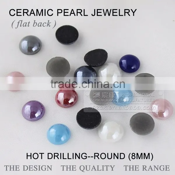 Wholesale Hotfix Ceramic Half Pearl 8mm Ceramics Pearl Beads & Colorful Half Round Factory Direct on Sales