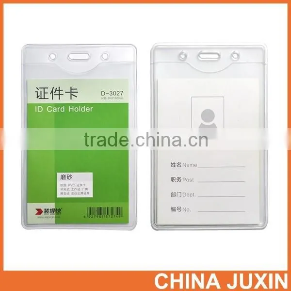 Vertical Style Clear PVC Business ID Badge Card Holder Case With Slot & Chain Holes photo-4