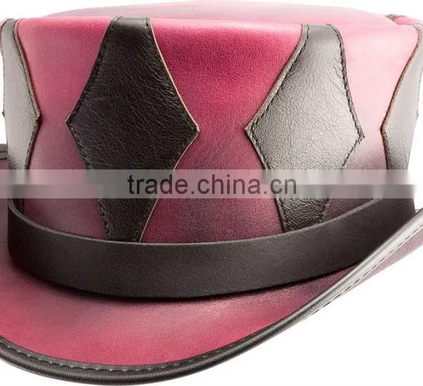 Steampunk QUINN Genuine Cowhide Leather Top Hat 2 Colors photo-4