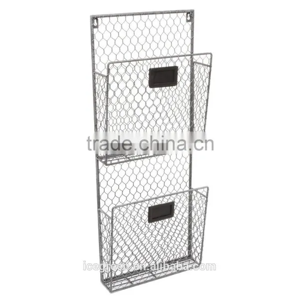 2 Tier Wall Mounted Metal Storage Baskets / Magazine Rack / File Organizer photo-2