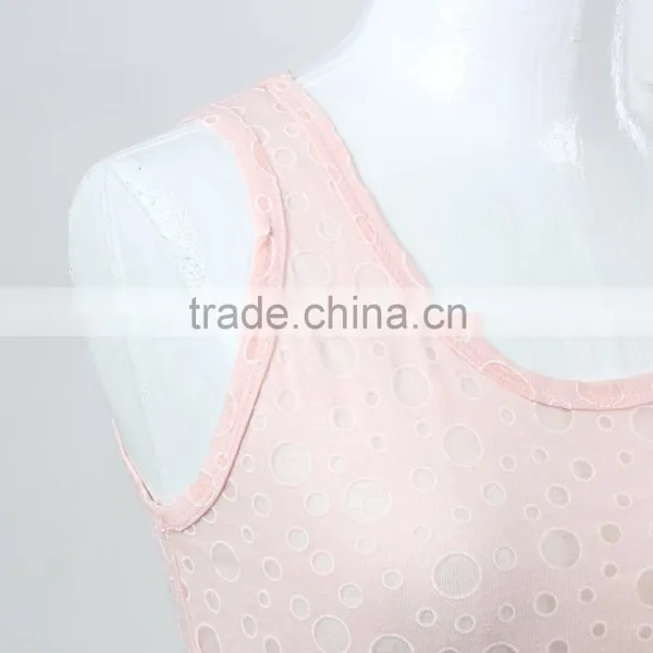 F5S15149 Fashion Plain Lace Dotted Tank Top for Women photo-4