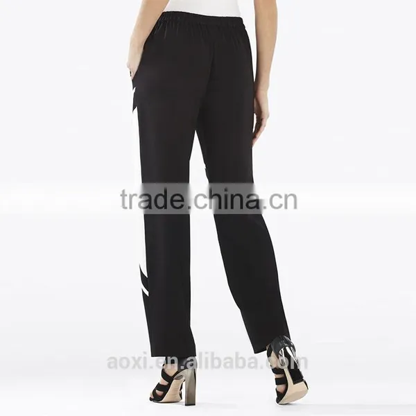 OEM Service Clothes Factroy Contrast Color Latest Trousers Design New Women Fashion Pants photo-3