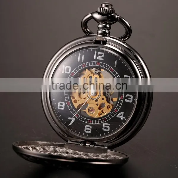 Antique Transparent Skeleton Necklace Mechanical Pocket Watch photo-6
