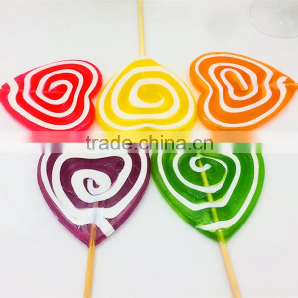 Individual Wrapped Fruit Flavour Sweets Flat Swirl Rainbow Heart Shape Lollipop photo-5