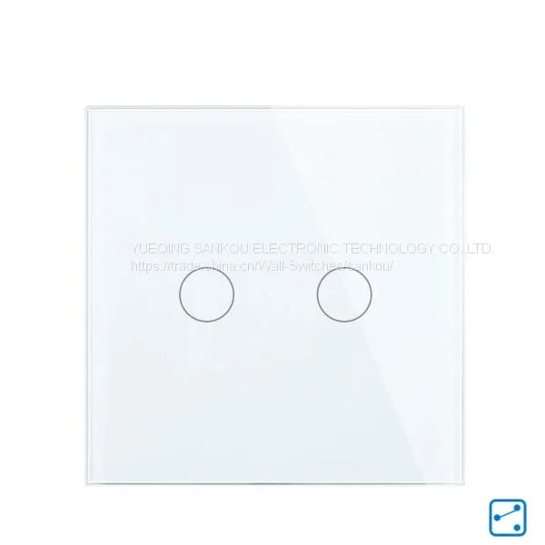 EU Standard Two Gang Two Way Luxury Crystal Glass Panel Crystal Glass Panel Touch Light Switch,110V-250V Wall Switch photo-4