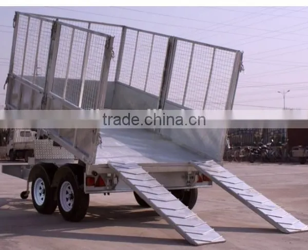 Fully Hot Deep Galvanized Tipping Trailer 2 Ton ,dump Wagon, Tandem Axles With Battary Oil Tank and Wire Mesh Fence photo-2