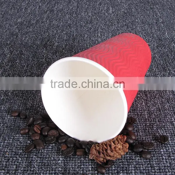 350ml Red Double Single Wall Ripple Disposable Coffee Paper Cup photo-3