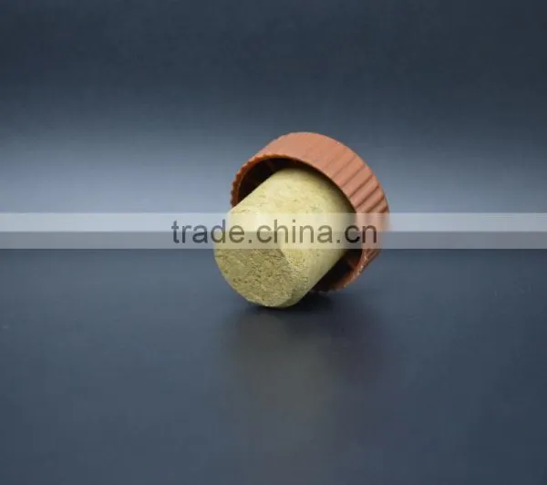 Red Plastic Cap T-shape Wooden Cork Wine Bottle Stopper photo-4